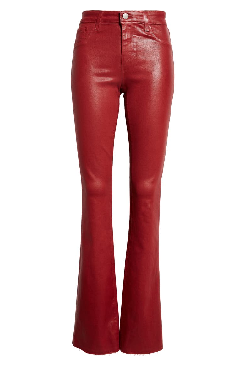 Ruth High Waist Straight Leg Pants, Alternate, color, DARK BORDEAUX COATED