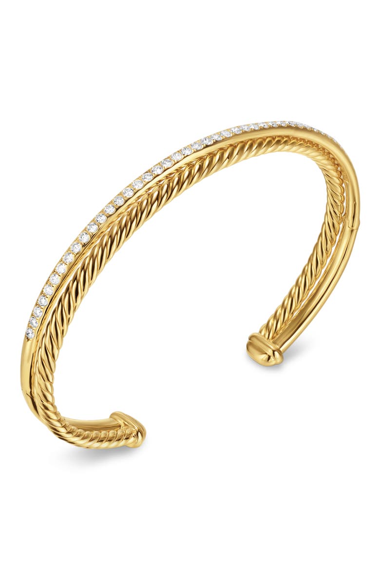 Crossover Two-Row Bracelet in 18K Yellow Gold with Diamonds, 6mm, Alternate, color, 18K GOLD