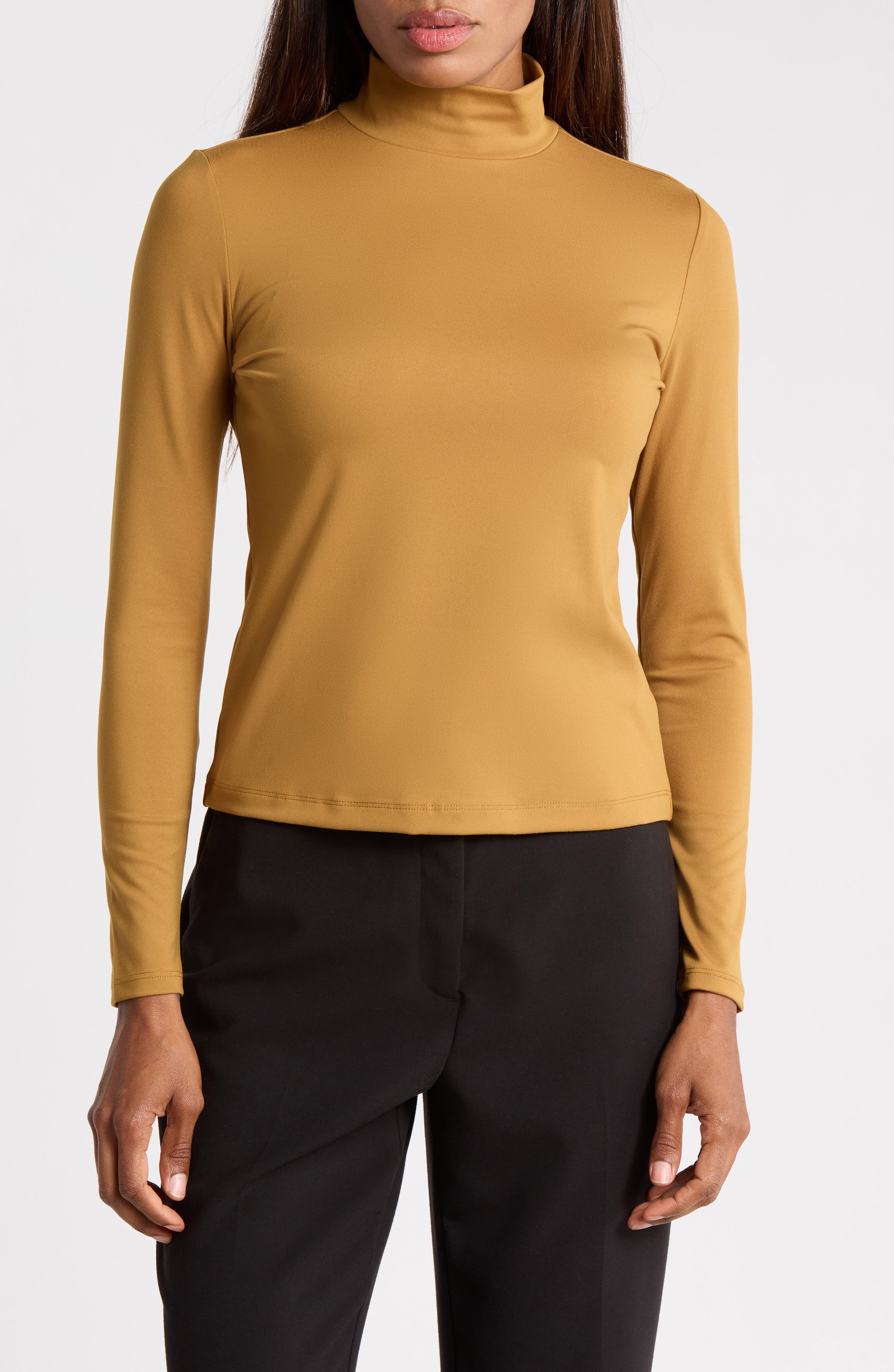 Turtleneck Top with Back Seam Detail