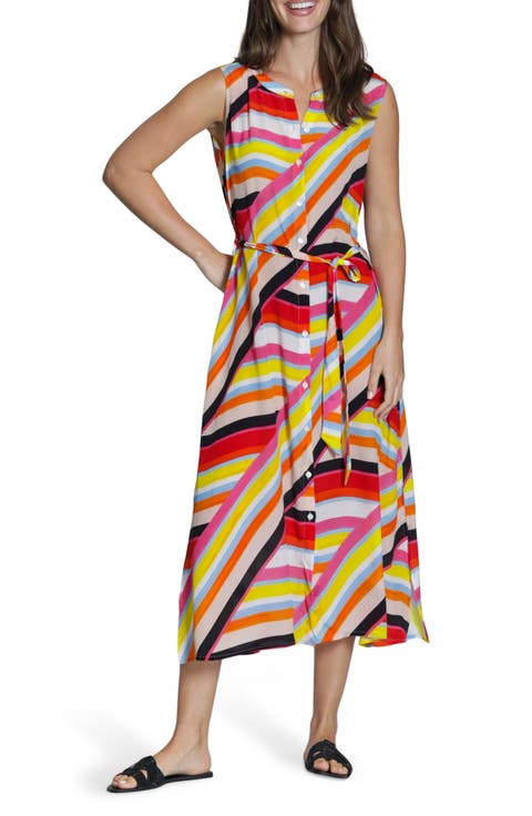 Print Sleeveless Maxi Shirtdress