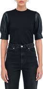 Marcella Trove Faux Leather Sleeve Top