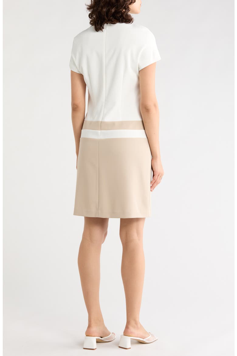 Scuba Crepe Shift Dress, Alternate, color, IVORY/ KHAKI