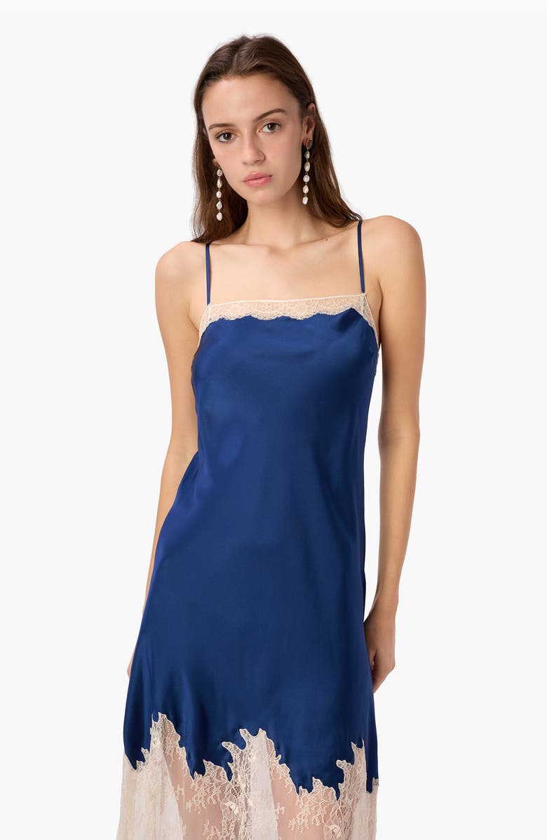 CAMI NYC Verity Sheer Lace Trim Silk Slipdress, Alternate, color, Sailor