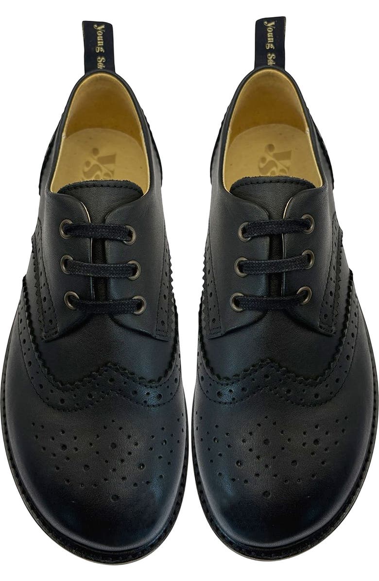 Young Soles Brando Kids Brogue Shoe, Alternate, color, All Black