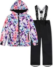 Deux par Deux Floral Jacket & Foot Strap Pants Two Piece Snowsuit