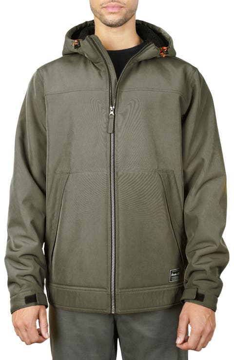 Water-Resistant Hooded Softshell Bonded Faux Shearling Lined Jacket