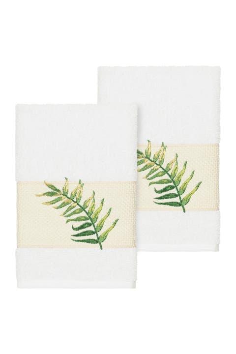Zoe Embellished Hand Towel - Set of 2 - White