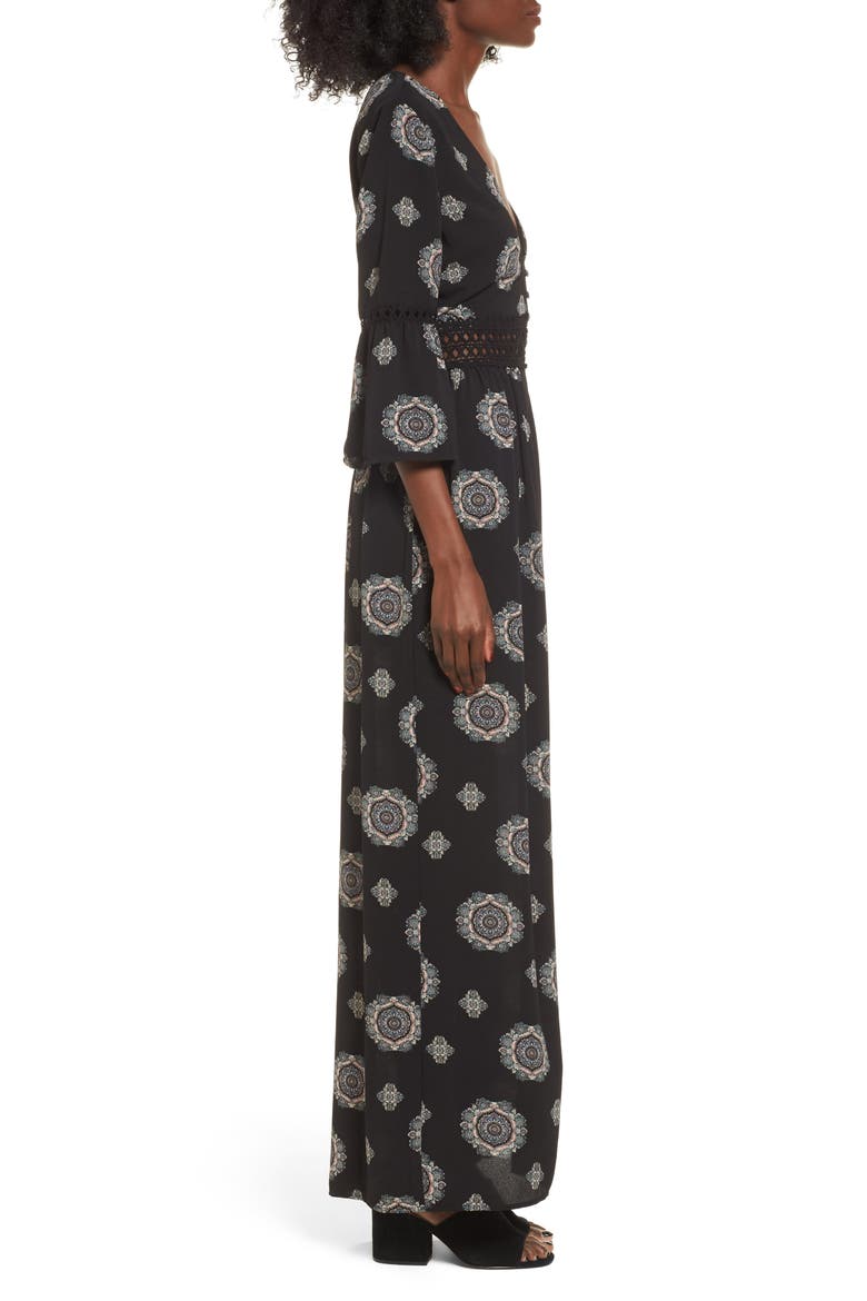 Print Maxi Romper, Alternate, color, BLACK PRINT