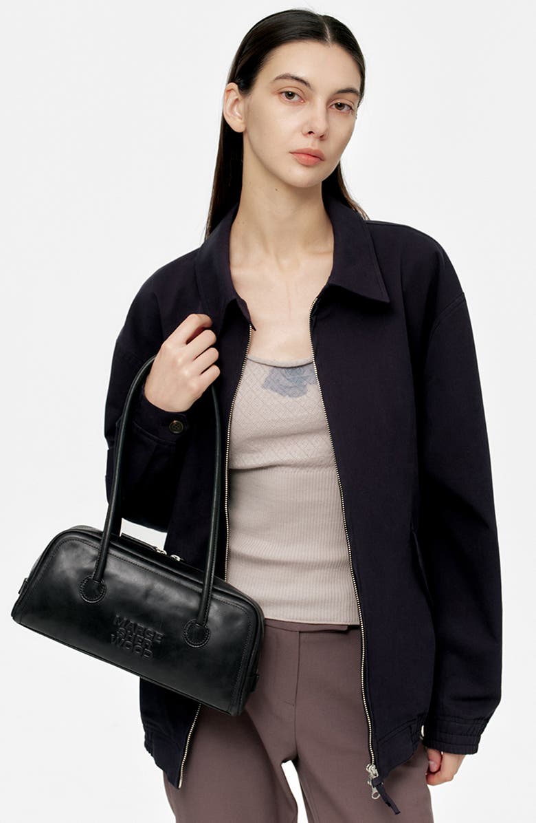 MARGESHERWOOD Soft Boston Leather Shoulder Bag, Alternate, color, Black Pull-Up