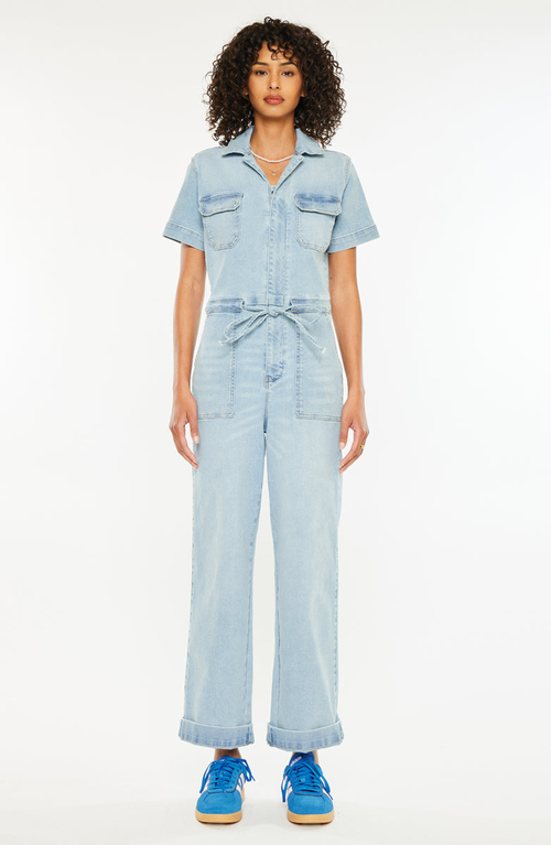 Kancan Paula Wide Leg Coveralls In Blue