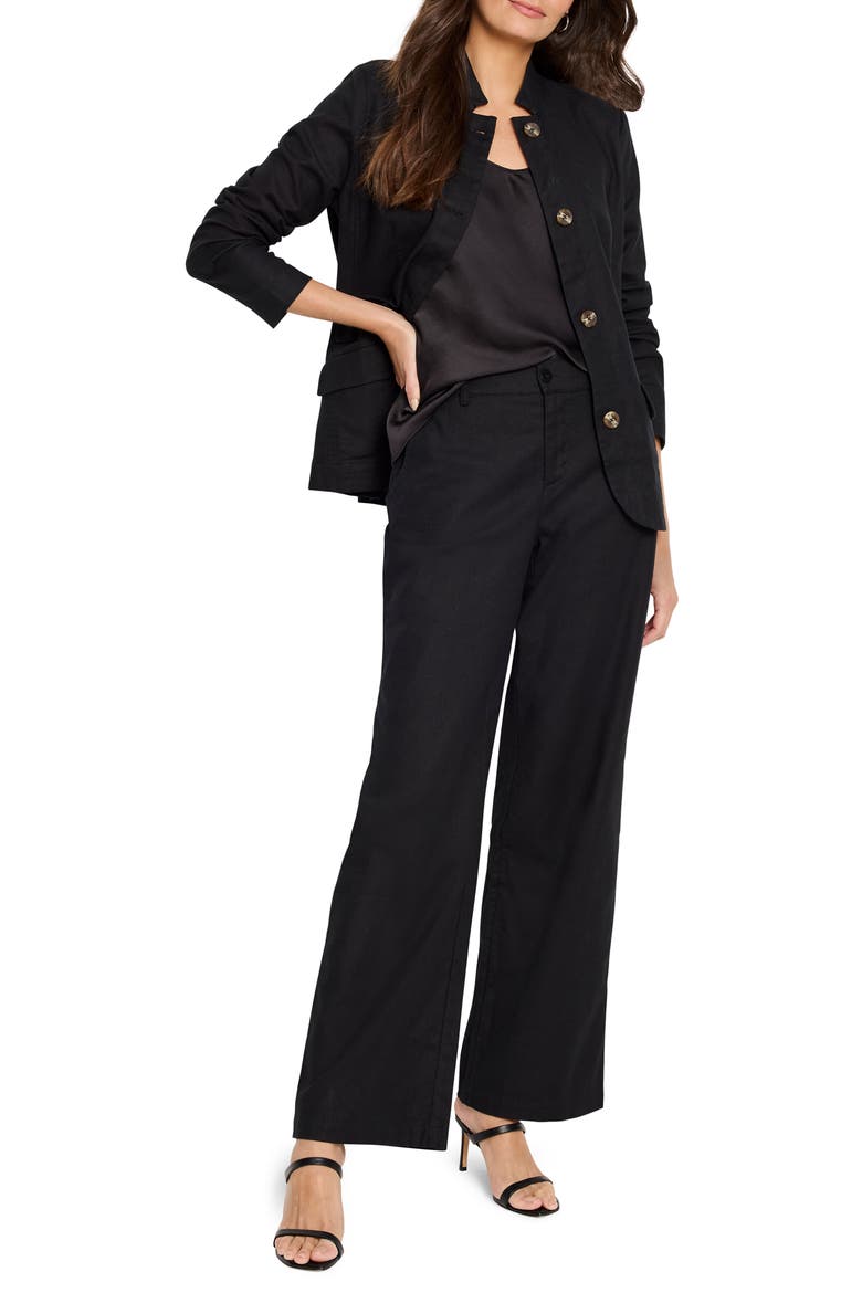 Eliot Cotton & Linen Wide Leg Pants, Alternate, color, BLACK ONYX