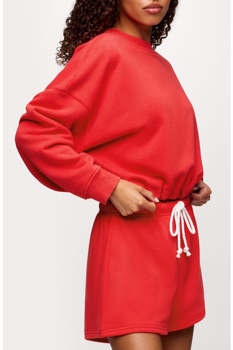 Cinch Waist Fleece Sweatshirt, Alternate, color, HIBISCUS