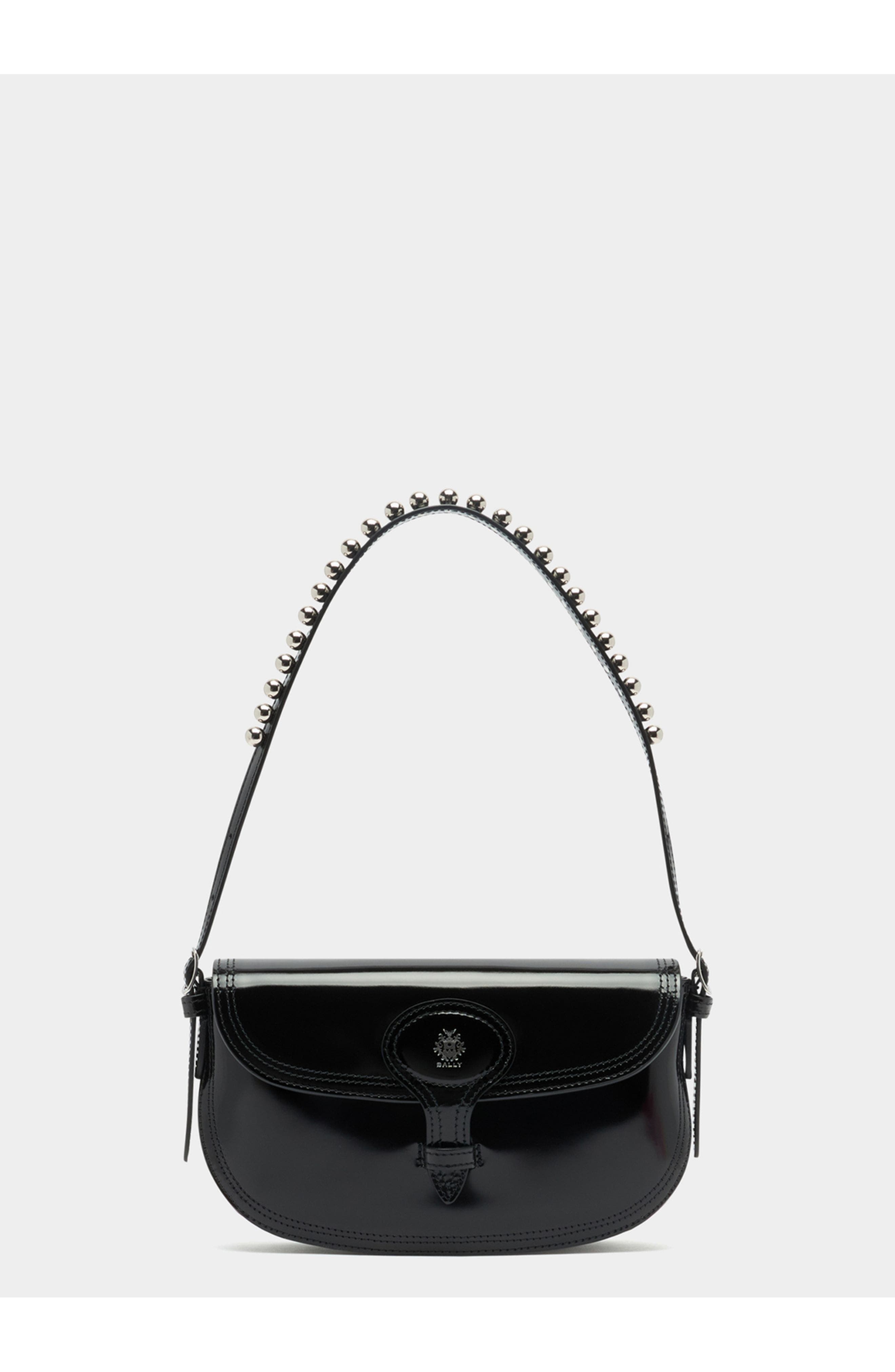 Bally Beckett Small Shoulder Bag in Brushed Leather, Main, color, Black+Palladio