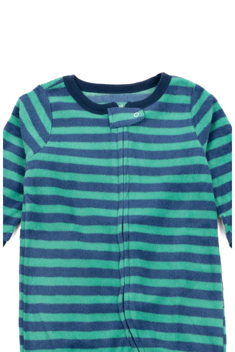 Fleece Footed Pajamas Holiday Print, Alternate, color, Blue/Green Stripes