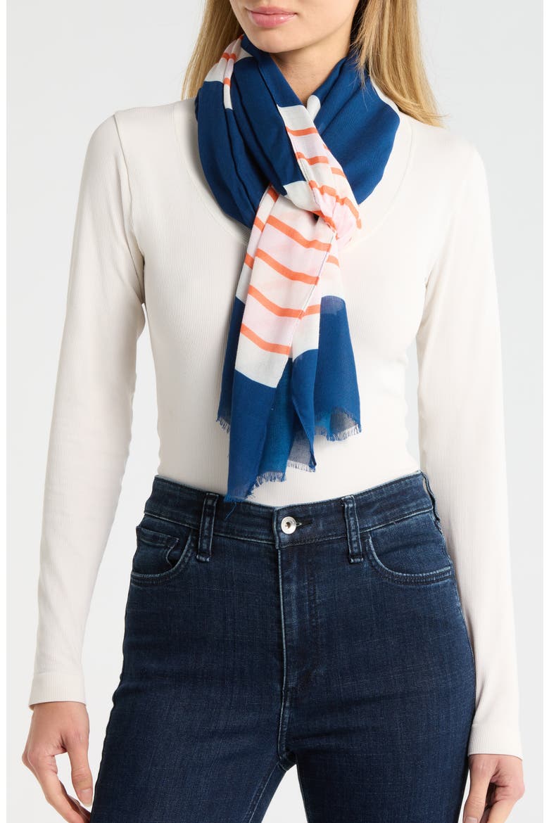Springtime Stripe Oblong Scarf, Main, color, 416 FRENCH NAVY