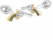 Jan Leslie Pistol 24K Vermeil & Black Diamond Handle Sterling Cufflinks