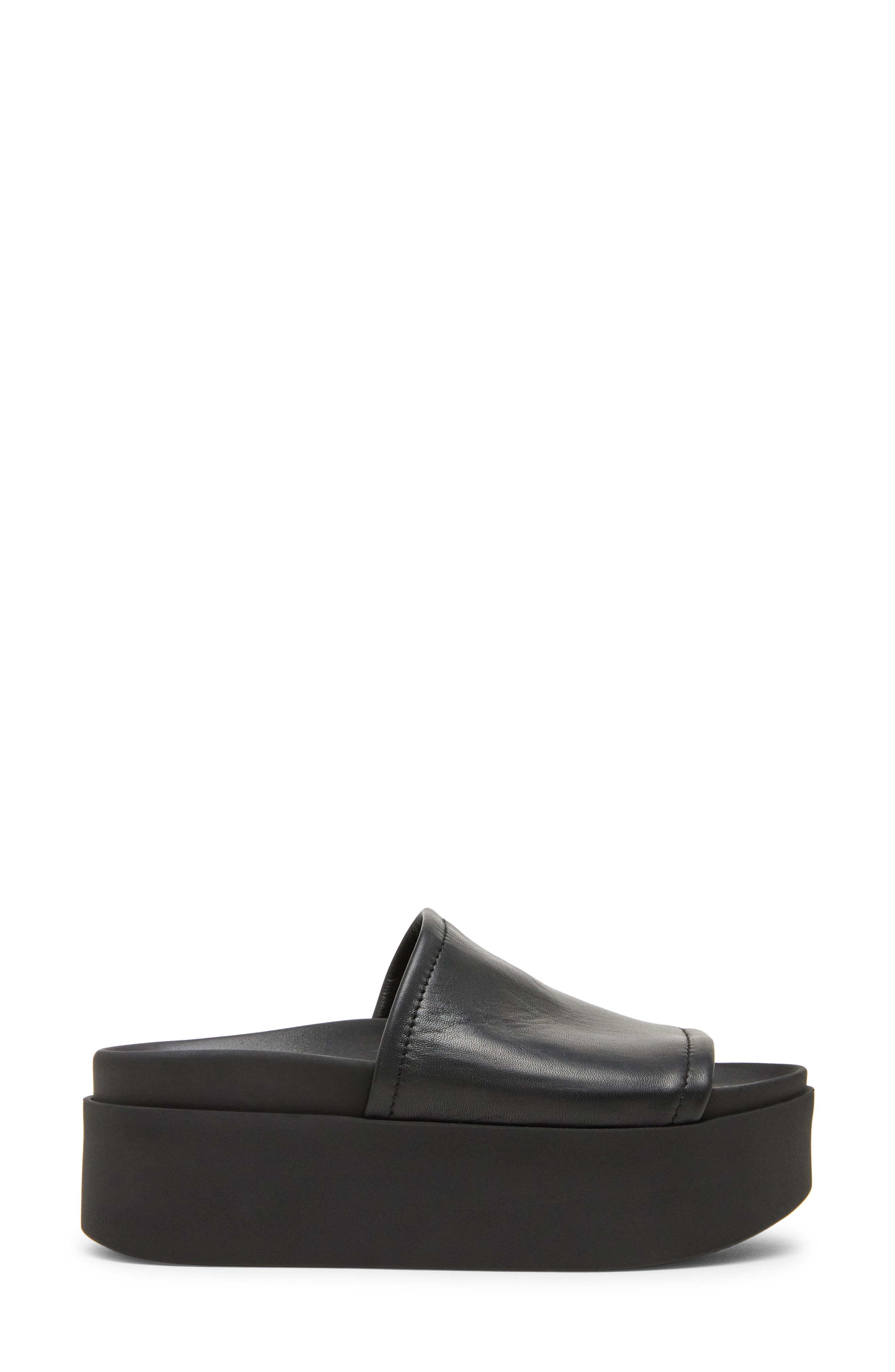 Steve Madden Arwen Platform Wedge Slide Sandal, Alternate, color, Black Leather