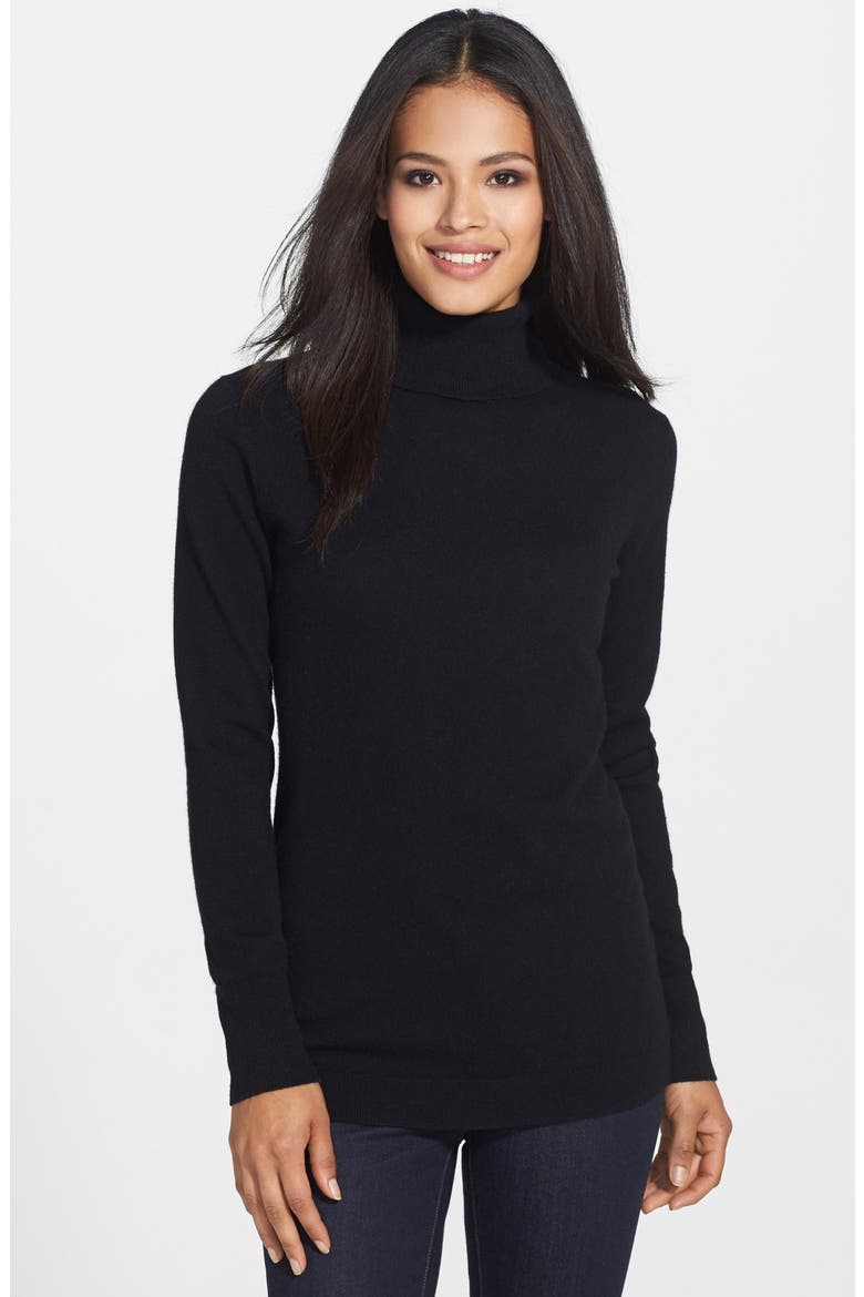 Long Cashmere Turtleneck Sweater, Main, color, BLACK