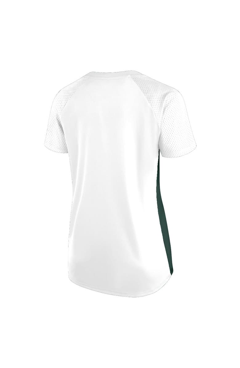 FANATICS Women's Fanatics  White Green Bay Packers Plus Size Glitter Lace-Up V- Neck T-Shirt, Alternate, color, 