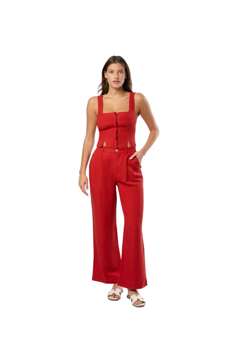 Onia Air Linen Square Neck Top, Main, color, Dark Red