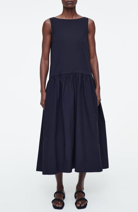 Voluminous Sleeveless Midi Dress