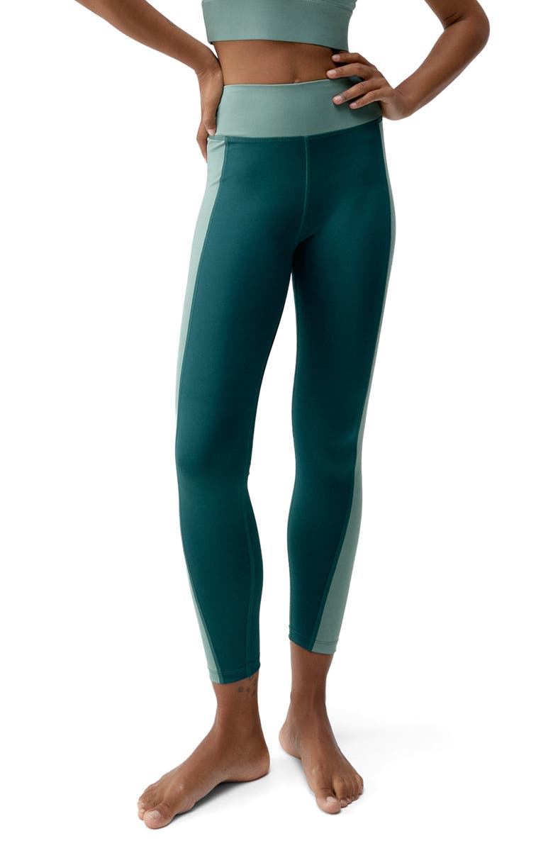 Born Living Yoga Maiko 7/8 Performance Medium Rise Sport Legging, Main, color, Iceberg Green/Deep Green
