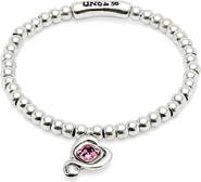 UNODE50 Beaded Stretch Bracelet with Heart and Pink Crystal