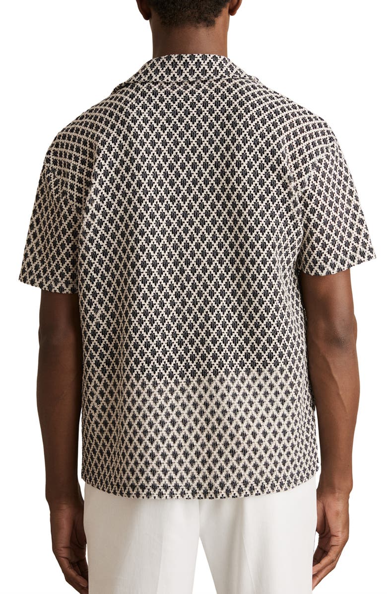 Reiss Sterling Crochet Camp Shir, Alternate, color, Navy/ White