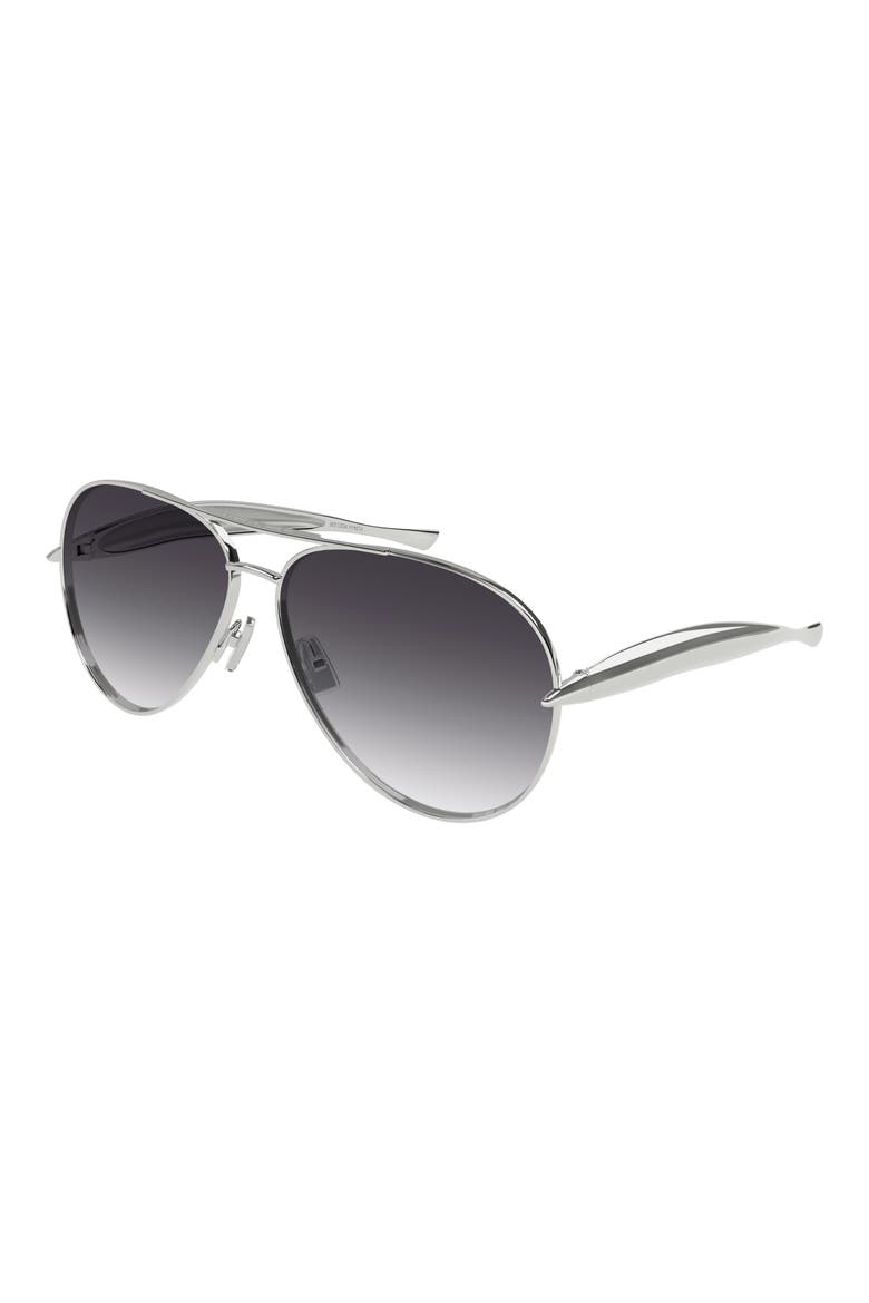 64mm Oversize Pilot Sunglasses, Alternate, color, SILVER