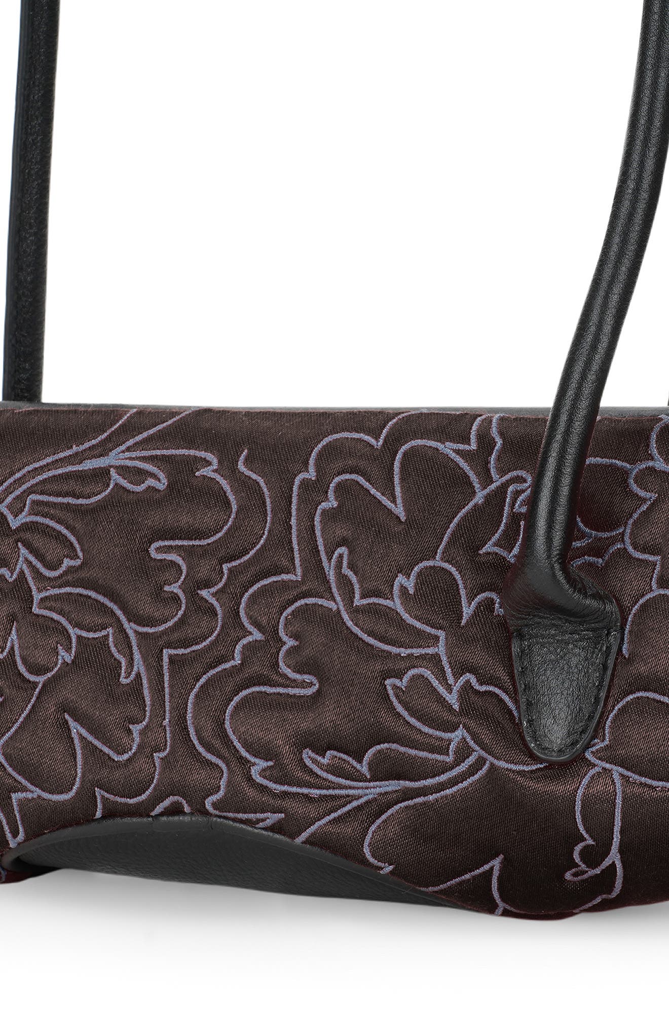 Elizabeth Mini Floral Quilted Leather Baguette Bag, Alternate, color, BLACK/ CACAO