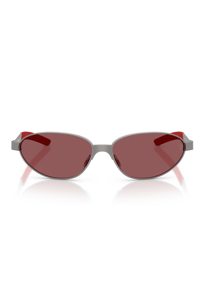 64mm Oversize Oval Sunglasses, Main, color, GUNMETAL MATTE / RED