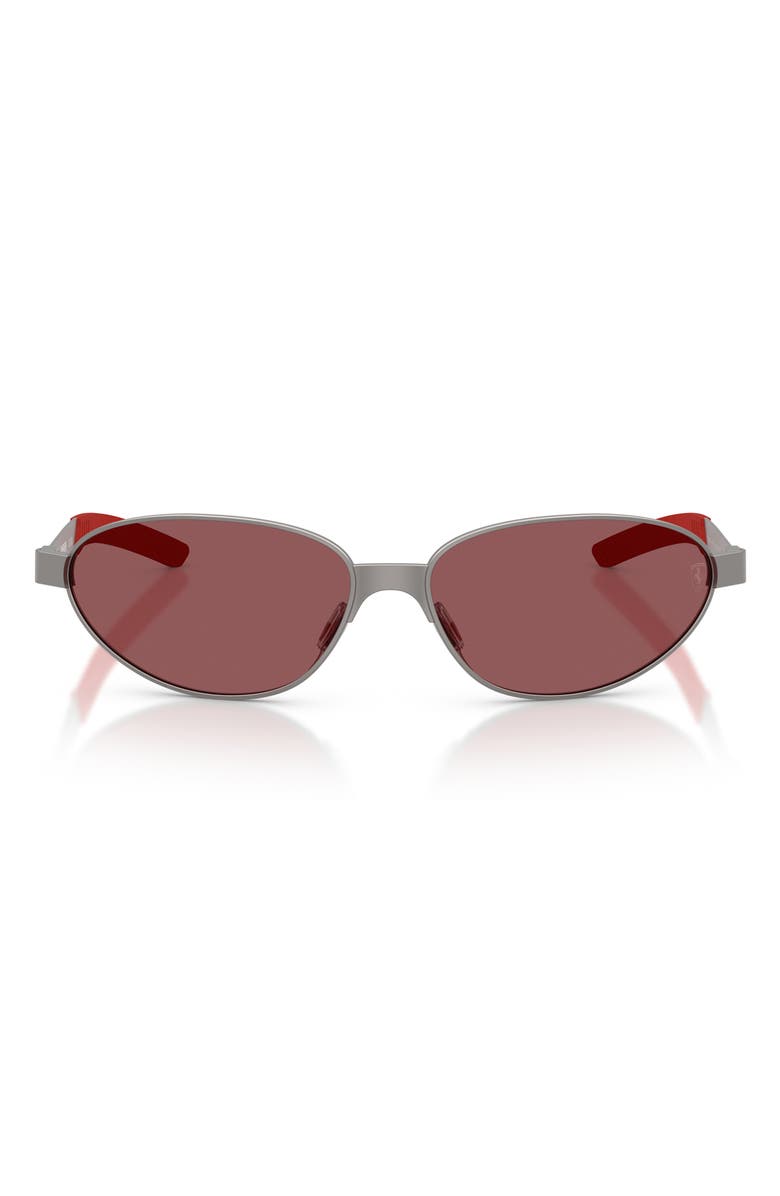 Scuderia Ferrari 64mm Oversize Oval Sunglasses, Main, color, Gunmetal Matte / Red