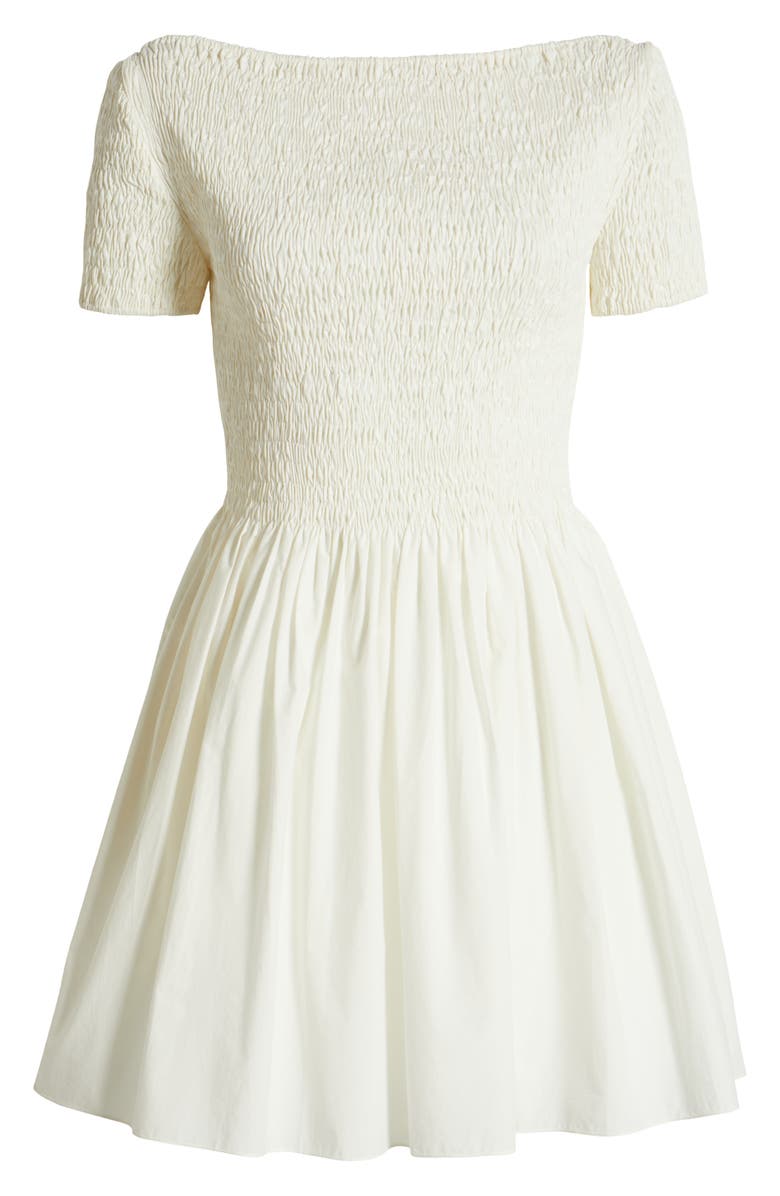 Faithfull the Brand Deboni Smocked Cotton Minidress, Alternate, color, White