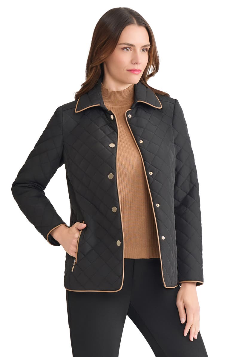 Jones New York Quilted Jacket, Alternate, color, Jones Black/ Caramel