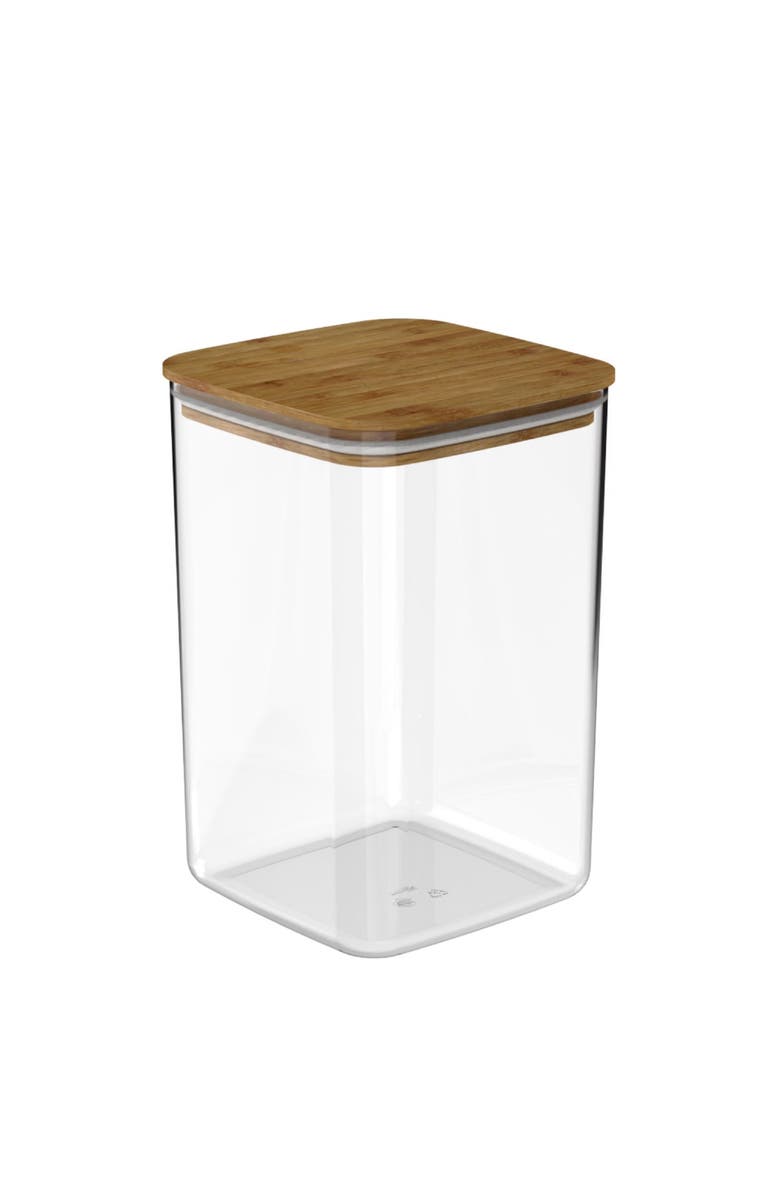 OU Clear Stackable Airtight Food Storage Container with Wood Lid, Main, color, 