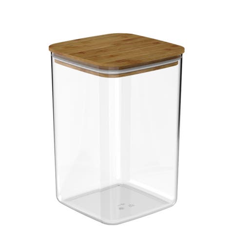 Clear Stackable Airtight Food Storage Container with Wood Lid