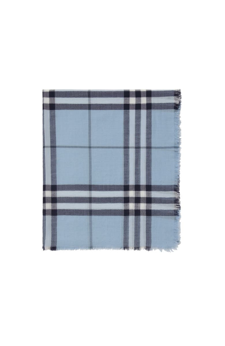 Burberry Wide Check Wool Scarf, Alternate, color, Bank Blue