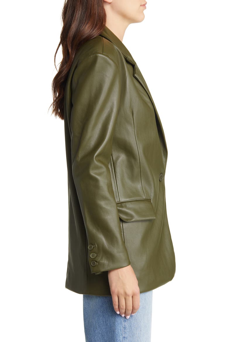 Oversize One-Button Faux Leather Blazer, Alternate, color, MONEY MAKER