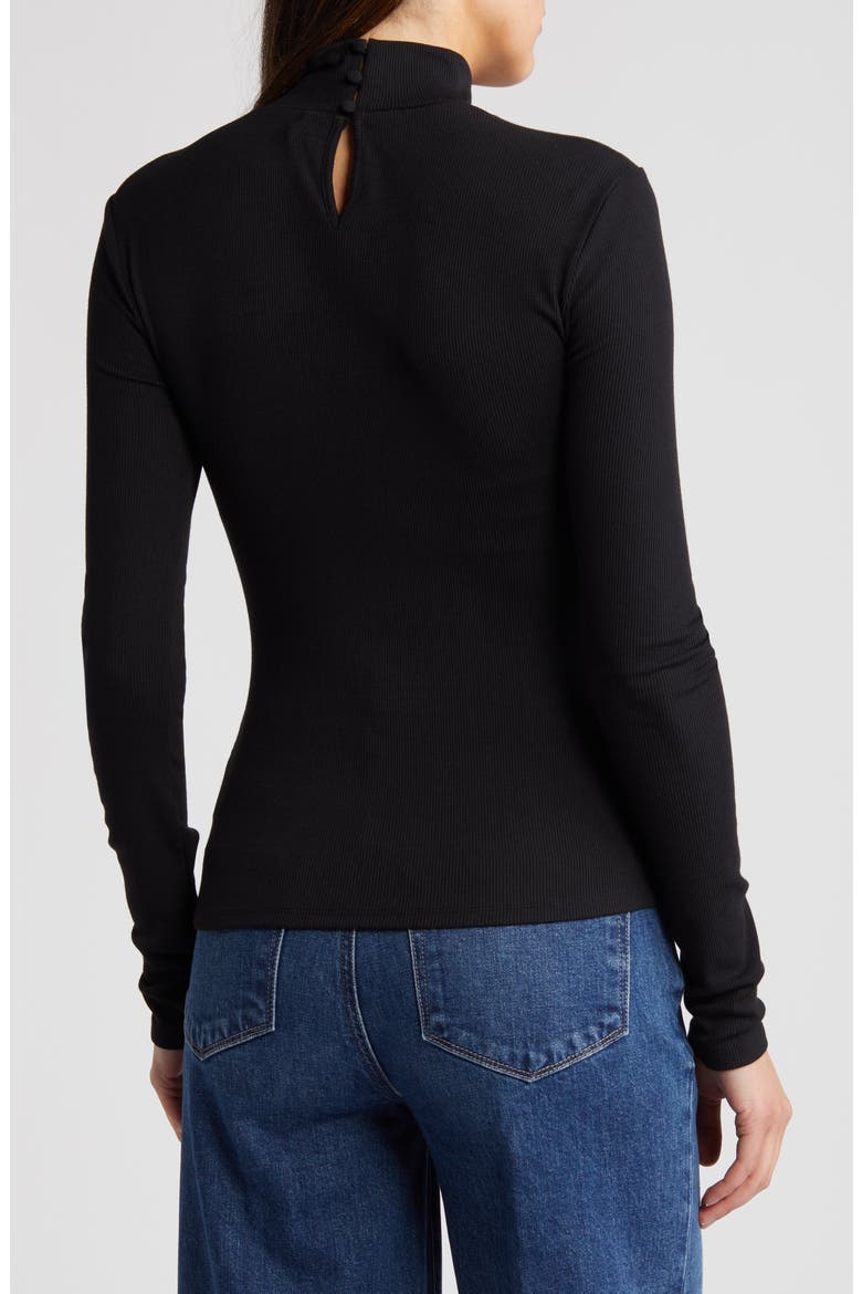 Astora Lace Detail Rib Mock Neck Top, Alternate, color, BLACK