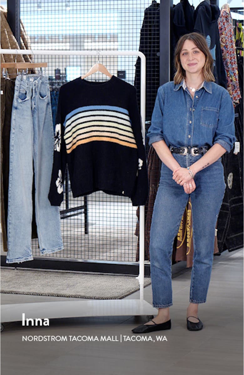 High Tide Hibiscus Stripe Crewneck Sweater, sales video thumbnail