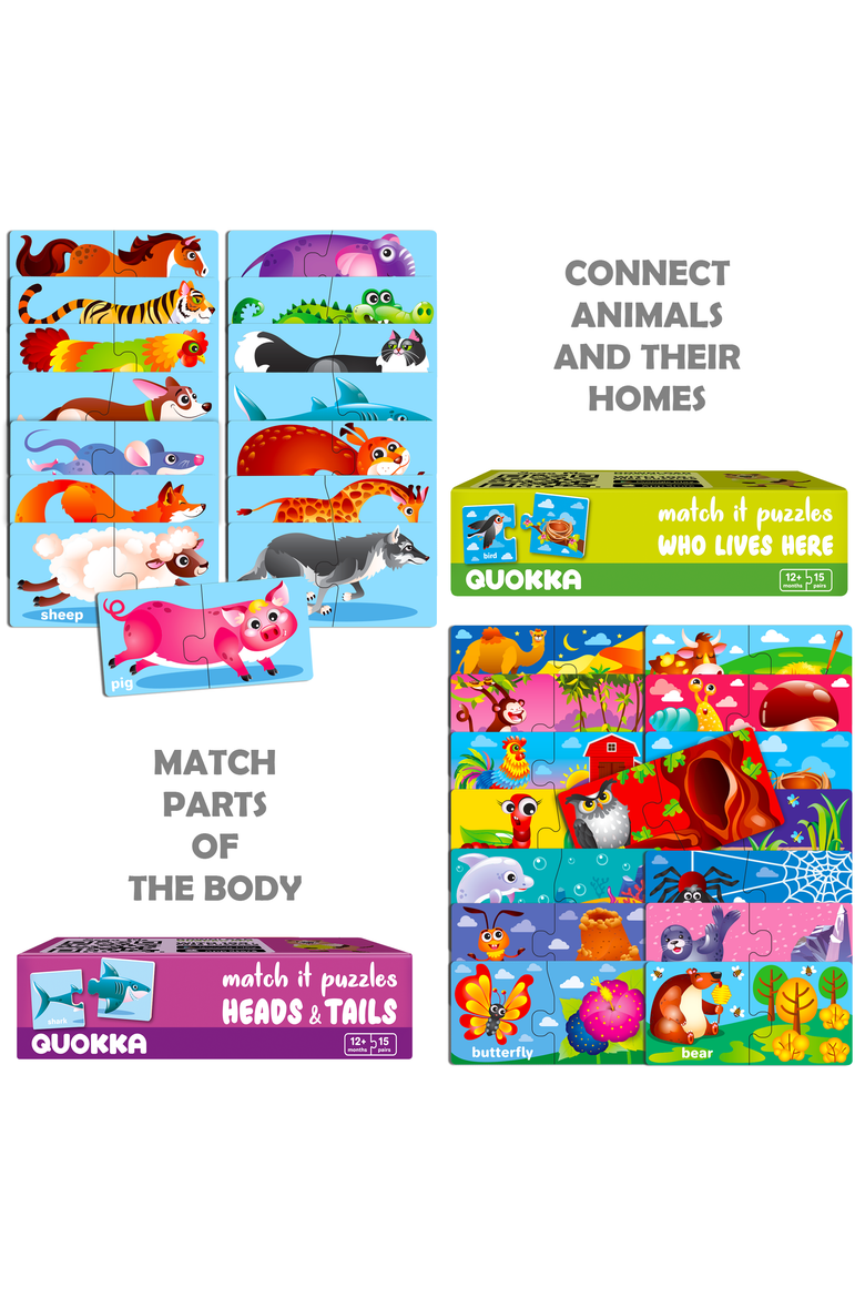 Matching Jigsaw Puzzle 5-Pack Set for Toddlers, Alternate, color, Matching Games Abc
