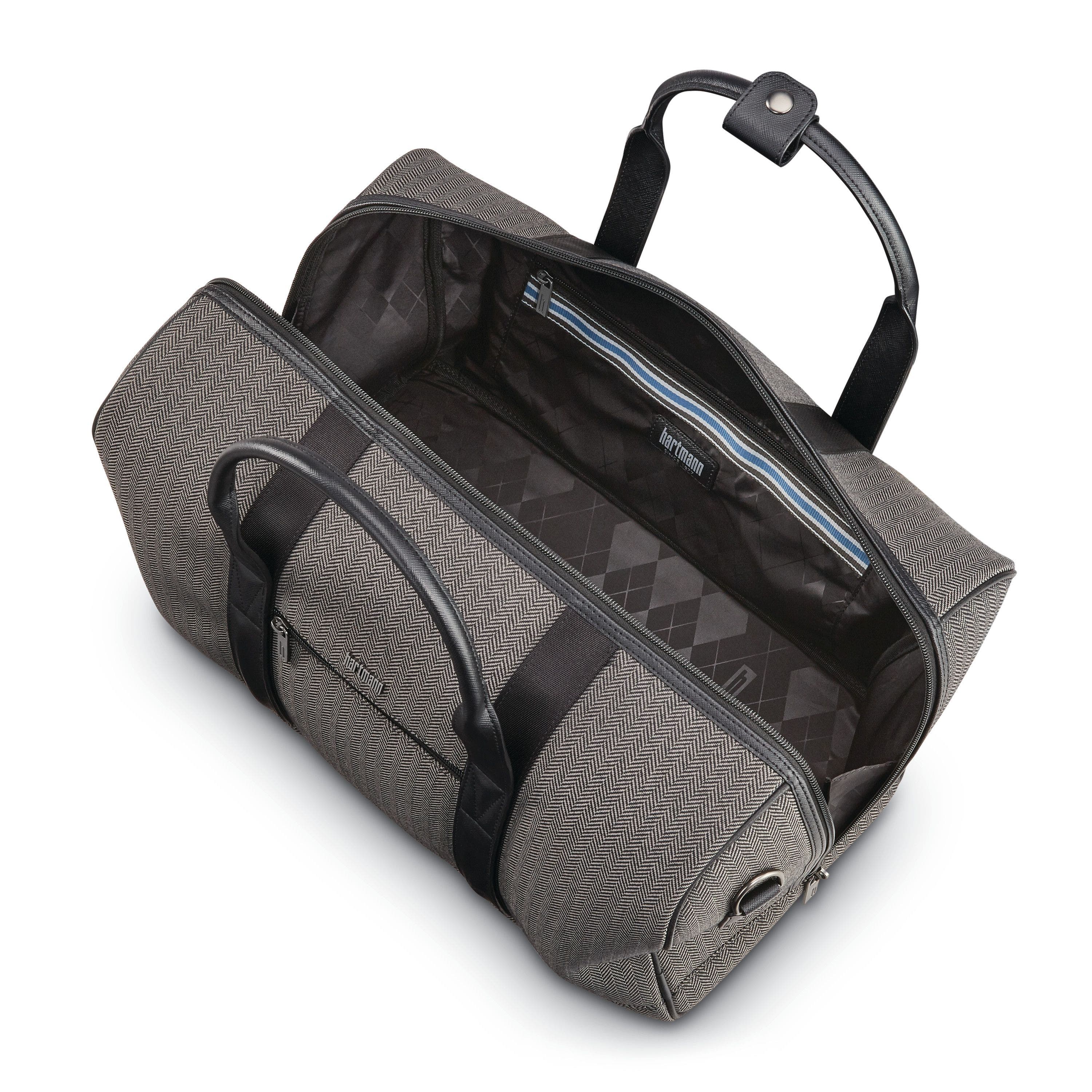 Herringbone Deluxe Weekend Duffel Bag, Alternate, color, Black Herringbone