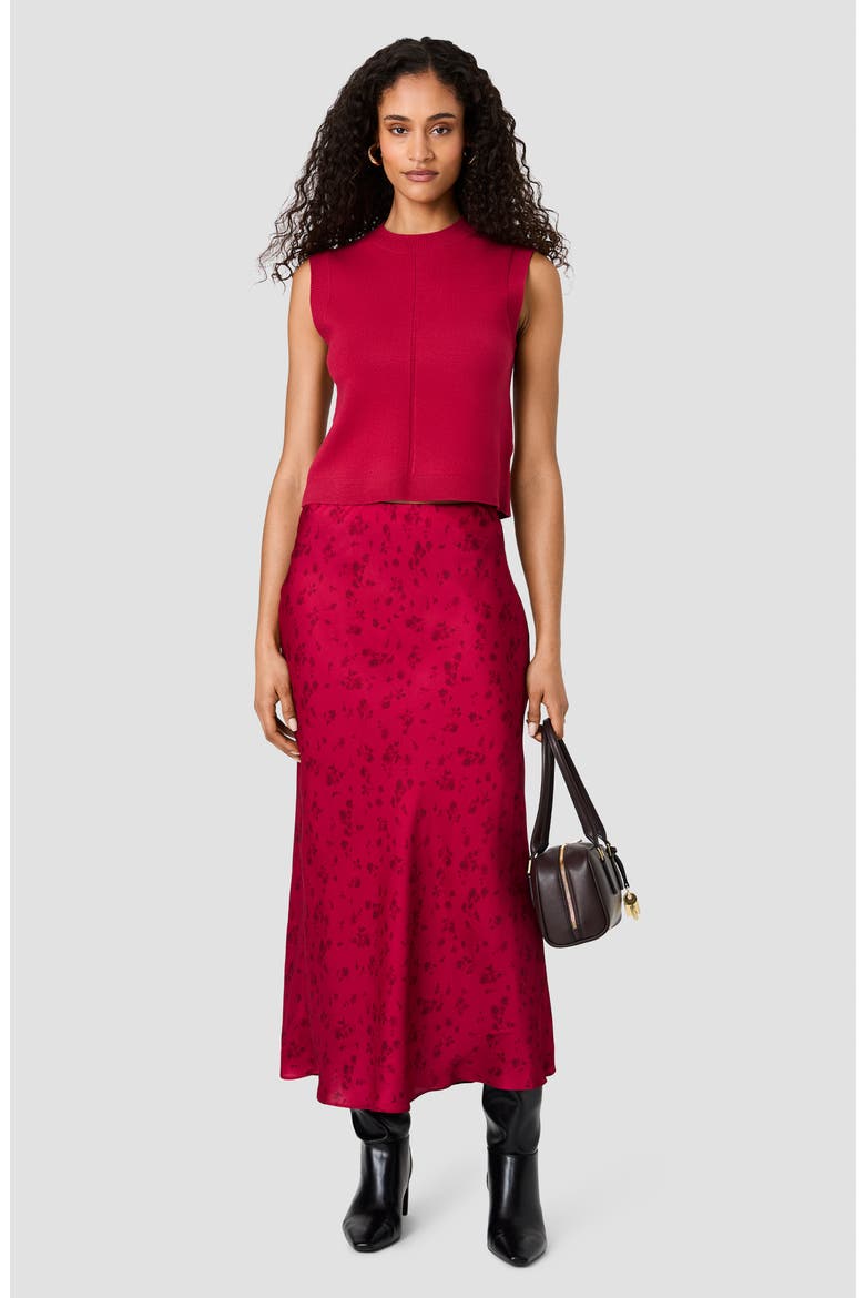 Oona Floral Print Satin Maxi Skirt, Alternate, color, ROSE BOUDOIR