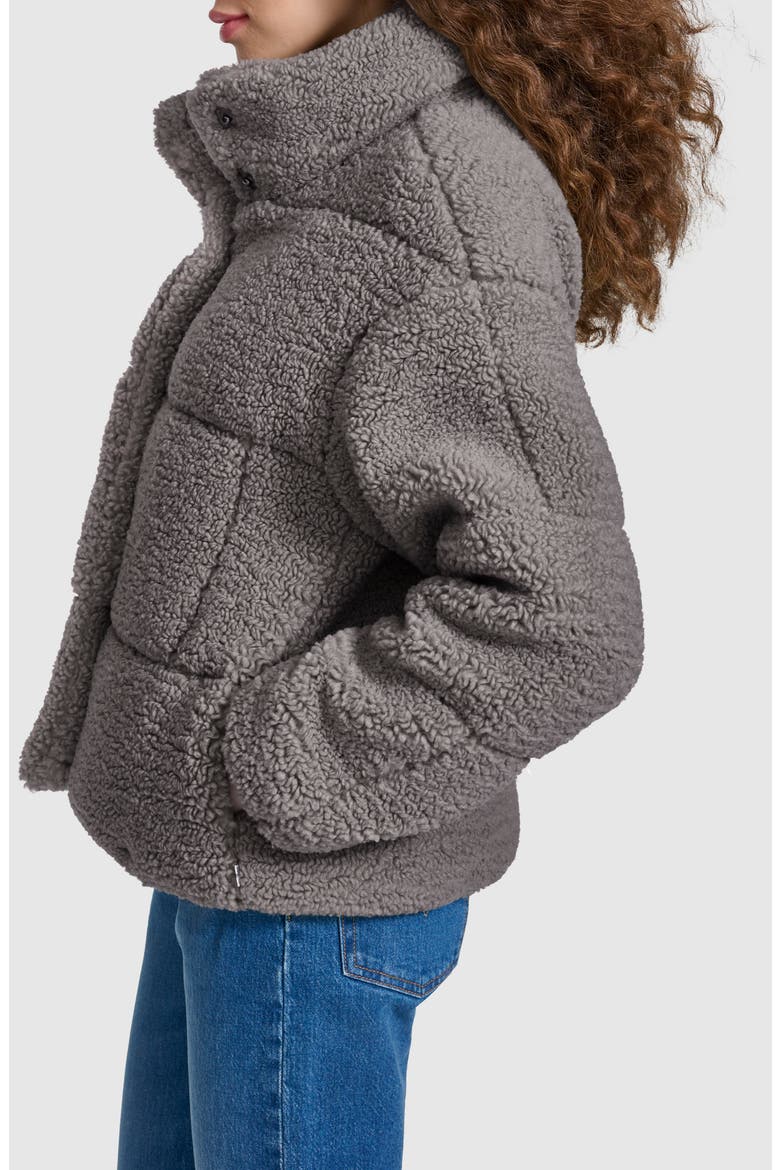 Quilted Faux Fur Short Teddy Jacket, Alternate, color, GREY