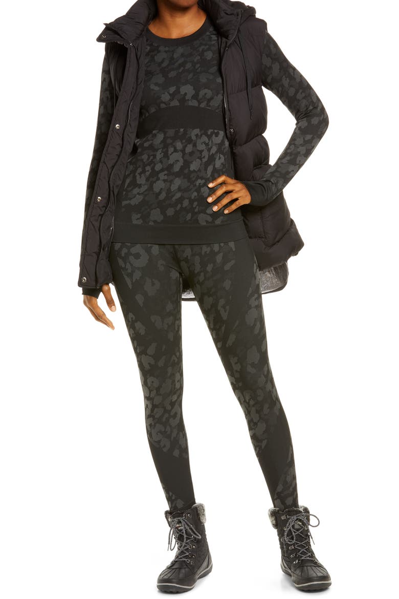Cozy Patterned Baselayer Leggings, Alternate, color, BLACK
