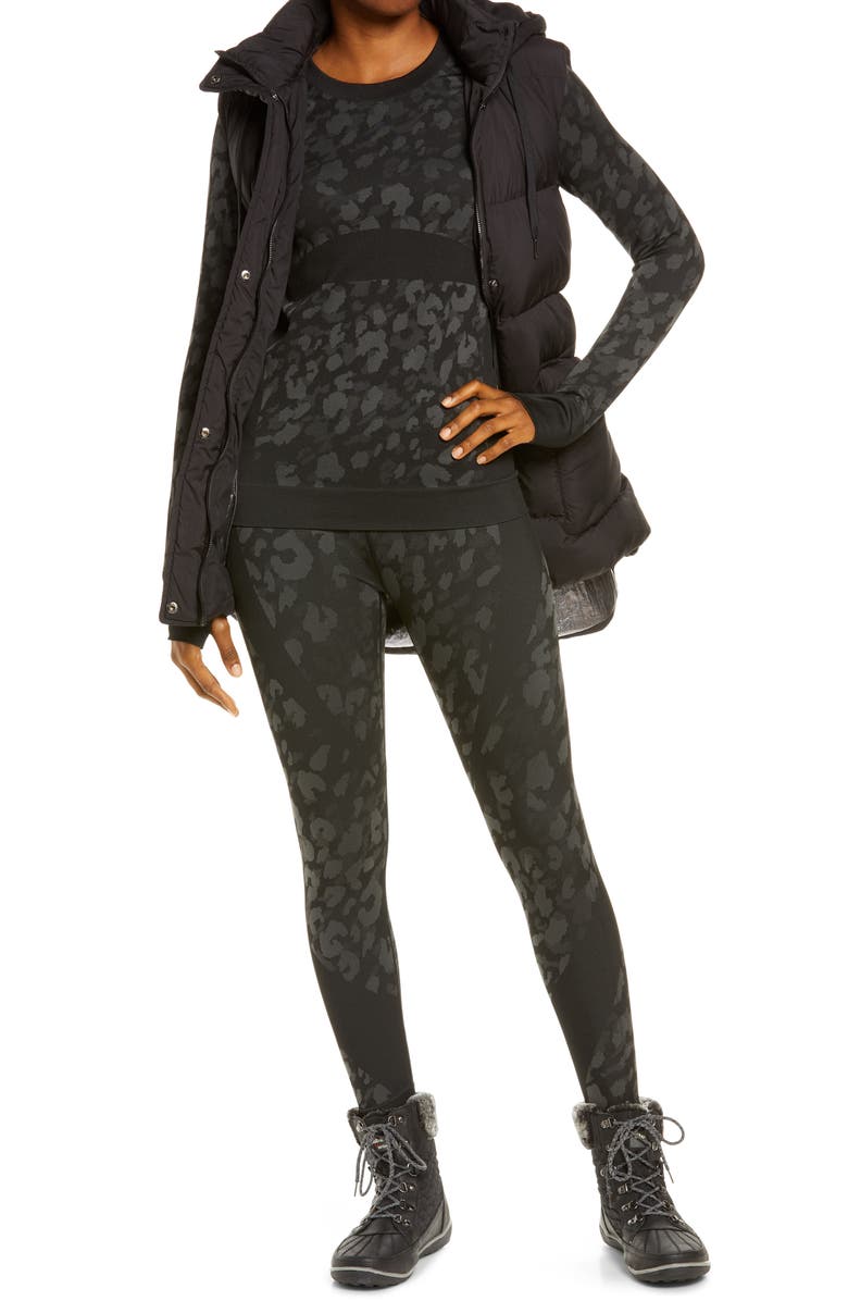 Zella Cozy Patterned Baselayer Leggings, Alternate, color, 