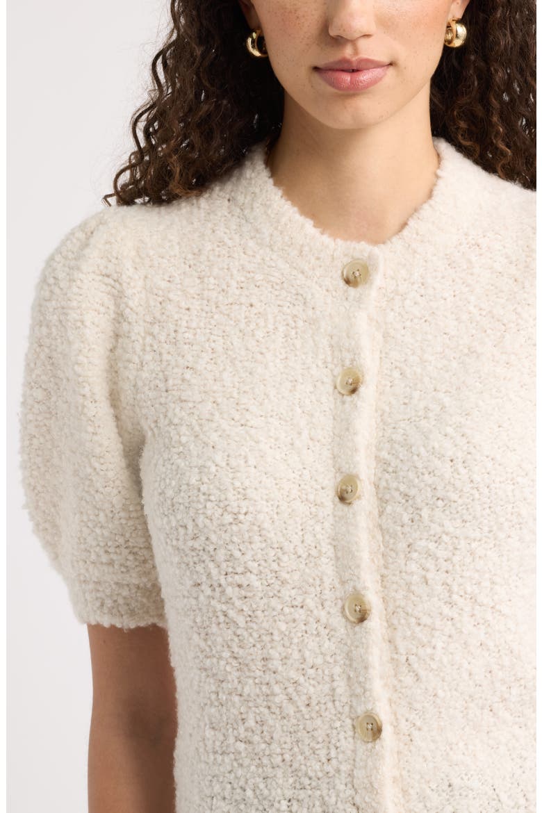 Puff Sleeve Textured Cardigan, Alternate, color, IVORY-BEIGE MARL