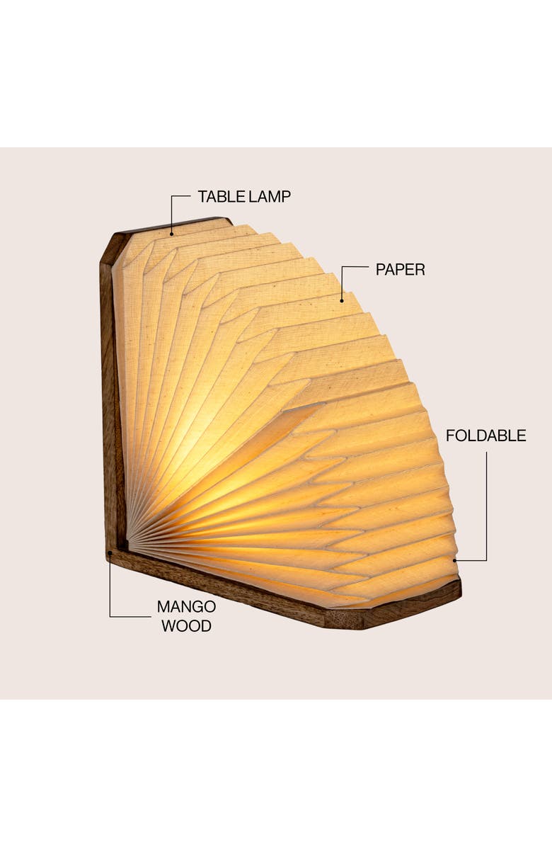 JONATHAN Y Darla Modern Art Deco Paper Half Pleated Fan LED Table Lamp, Natural, Alternate, color, Natural -10.6"