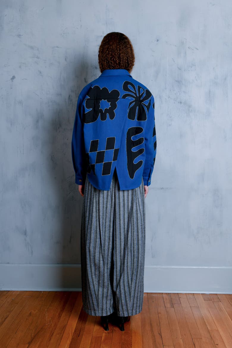 Zinia Abstract Applique Button Up Shirt, Alternate, color, Orgone Applique