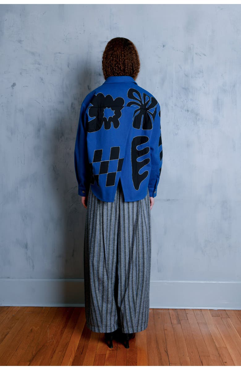 Untitled in Motion Zinia Abstract Applique Button Up Shirt, Alternate, color, Orgone Applique